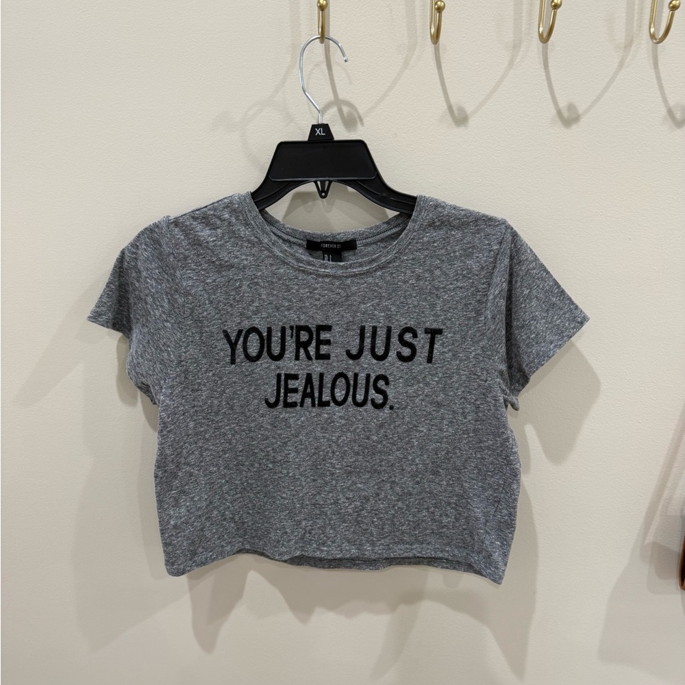 Forever 21 Gray Graphic Crop Top